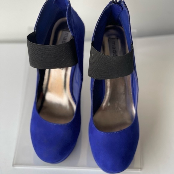 Madden Girl Royal Blue Suede Regal Wedge Sandal Platform Pumps Heels, Sz 9M - Picture 8 of 10